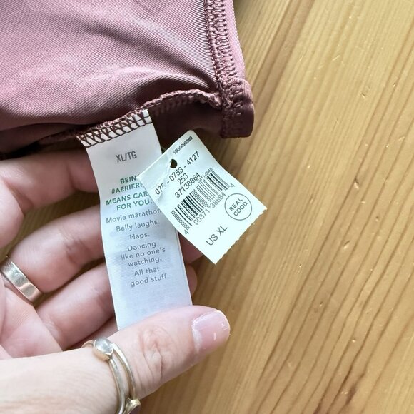 NWT Aerie Brown Halter Swim Top Beach Padded Pool Bikini Top Solid XL - Picture 4 of 5